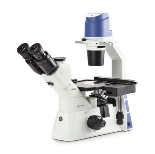 Inverted Trinocular Microscope, Oxion Inverso With Mechanical Stage PLPH 10/20/40X, Globe Scientific, EOX-2053-PLPH