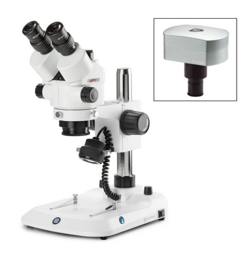 Trinocular Stereo Zoom Microscope StereoBlue, 0.7X To 4.5X Zoom Objective, Magnification From 7X To 45X, Globe Scientific, ESB-1903-P-DC18