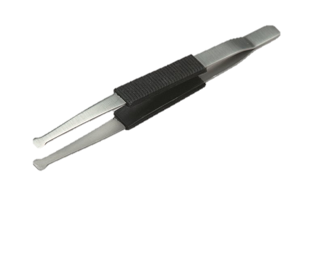 Forceps, Stainless Steel, 4-1/2 in., Straight Flat Tips & Polypropylene Finger Grips For Handling Membrane Filters, Walter Stern Inc., 300-025