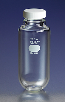 PYREX Heavy-Duty Centrifuge Bottle with Screw Cap, 200 mL, Corning, 1261-200