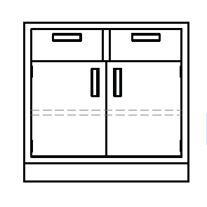 Metal Standing-Height Base Cabinet with 2 Upper Drawers and 2 Doors That Open At Center and Adjustable Height Shelf, 36 in. Wide, Prime Industries, B3536-220