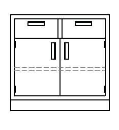 Metal Standing-Height Base 2 Drawers and 2 Doors, 48 in. Wide with Adjustable Shelf, B3548-220
