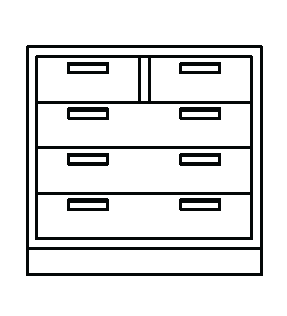 Metal Standing-Height Base Cabinet with 5 Drawers - 2 Half Width Top Drawers and 3 Full Width Lower Drawers, 48 in. Wide, B3548-050