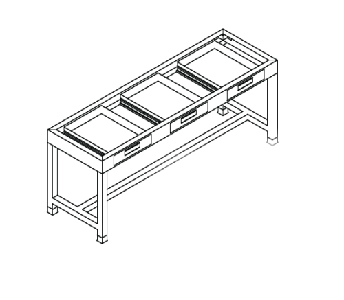Table, Painted Steel with 3 Drawers, 72 in. x 28 in. x 35 in, Epoxy Resin Top 74 in. x 30 in. x 1 in., Prime Industries, UT357228-003