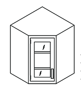 Metal Laboratory Corner Wall Cabinet, 18 in.W x 13 in.D x 30 in. H with 1 Left Hinged Glass Framed Door, By BMC/MetalArc