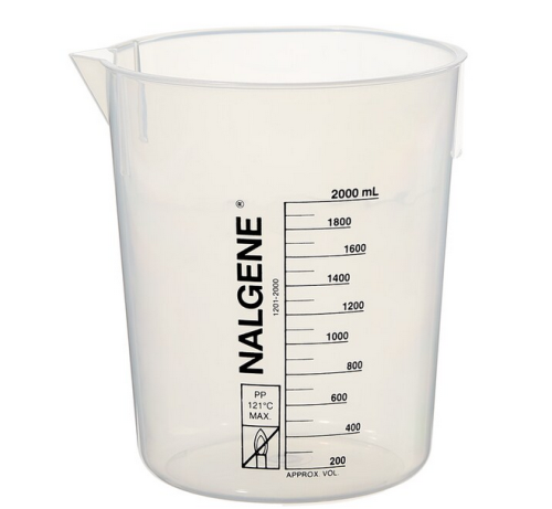 Nalgene Griffin Low Form Beaker, Polypropylene Copolymer (PPCO), 2000 mL, Thermo Scientific, 1201-2000