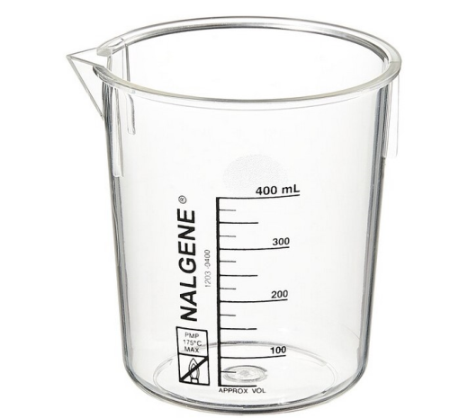 Nalgene Beaker, Griffin Low Form, Polymethylpentene (PMP), Graduated with Spout, 400 mL, 1203-0400