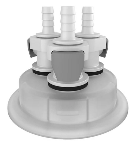 Adapter, 3 x 1/4 in. Quick Connect Hose Barbs, VersaCap 80, Foxx Life Sciences, 205-3004-RLS