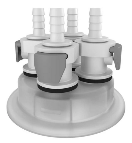 Adapter, 4 x 1/4 in. Quick Connect Hose Barbs VersaCap 80, Foxx Life Sciences, 205-3006-RLS