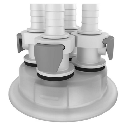 Adapter, 4 x 3/8 in. Quick Connect Hose Barbs, VersaCap 80, Foxx Life Sciences, 205-3007-RLS
