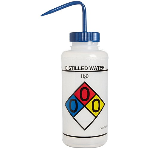 R-T-K Wash Bottle,  Labeled Distilled Water, 1 L (32 oz.), 4/PK, Bel Art Products, F11732-0004