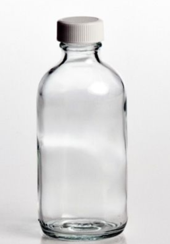 Bottle, Boston Round Clear Glass Narrow-Mouth, 4 oz., Level 2 EPA Cleaned with PTFE-lined Cap, 24/CS, QEC, 2111-0004
