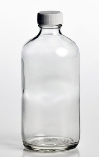 Bottle, Boston Round Clear Glass Narrow-Mouth, 8 oz., Level 2 EPA Cleaned with PTFE-lined Cap, 24/CS, QEC, 2111-0008
