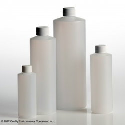 Bottle, Cylinder Round Narrow-Mouth HDPE, 16 oz., Level 2 EPA Cleaned with Polyethylene-Foam Lined Cap 24/CS, QEC, 2211-0016