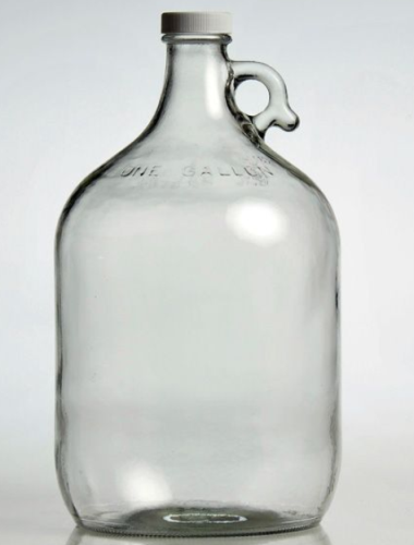 Jug, Narrow-Mouth Clear Glass, 1 gallon, without Lids, 4/CS, QEC, 0111-0128
