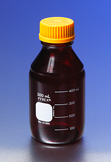 Bottle, Low Actinic Pyrex Orange Cap, Media Bottle, 250 mL, Corning, 51395-250
