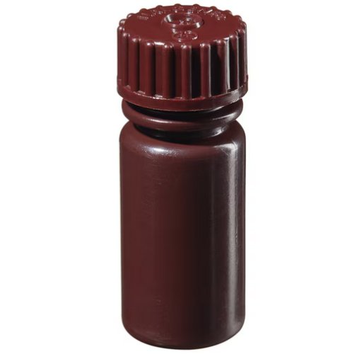 Nalgene Amber Narrow Mouth High Density Polyethylene Bottle, with Amber Polypropylene Screw Closure, 4 mL, 72/CS, Thermo Scientific, 2004-9125