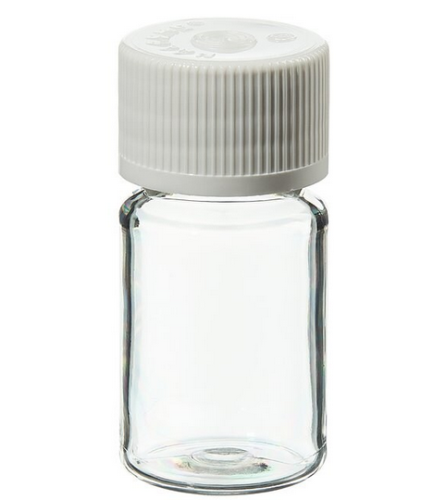 Nalgene Bottle, Clear, Round Narrow-Mouth, Polyethylene Terephthalate Glycol, (PETG) with White High-Density Polyethylene (HDPE) Cap, 5 mL, Sterile, Diagnostic, 500/CS, Thermo Scientific, 342035-0005