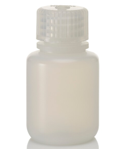 Nalgene Bottle, Round, Narrow-Mouth, High-Density Polyethylene IP2 with Polypropylene Cap, 30 mL, Bulk Packaging, 1000/CS, 312099-0001