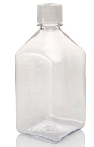 Nalgene Bottle, Square, Narrow-Mouth, Polycarbonate (PC) with Polypropylene (PP) Cap, Graduated, 1 L, 24/CS, Thermo Scientific, 2015-1000