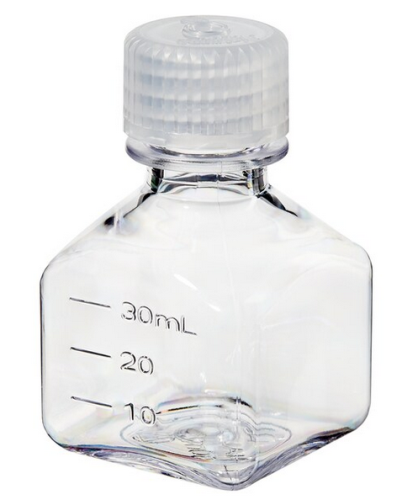 Nalgene Bottle, Square, Narrow-Mouth, Polycarbonate (PC) with Polypropylene (PP) Cap, Graduated, 30 mL, 96/CS, Thermo Scientific, 2015-0001