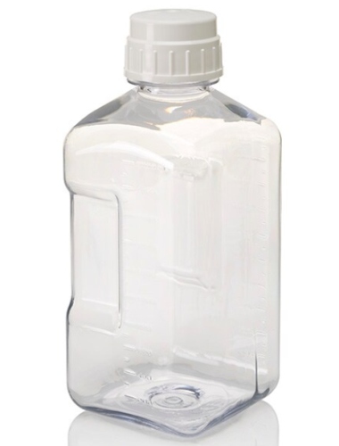 Nalgene Bottle, Square, Narrow-Mouth, Polycarbonate (PC) with Polypropylene (PP) Cap, Graduated, 2 L, 6/CS, Thermo Scientific, 2015-2000