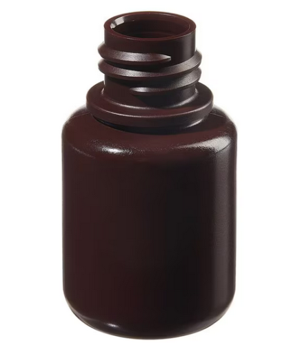 Nalgene Bottle, Packaging, Round, Narrow-Mouth, Opaque Amber High-Density Polyethylene (HDPE) without Cap, 30 mL, 1000/CS, Thermo Scientific, 362085-0001