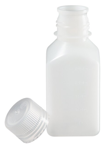 Nalgene Bottle, High-Density Polyethylene (HDPE) with Cap, Square, Graduated, Bulk Packed, 1L, 50/CS, Thermo Scientific, 312018-1000