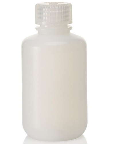 Nalgene Bottle, Boston Round, Narrow-Mouth, High-Density Polyethylene (HDPE) with Polypropylene (PP) Caps, Bulk Packaged, 125 mL, 500/CS, Thermo Scientific, 312002-0004