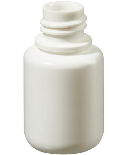 Nalgene Bottle, Boston Round, Narrow-Mouth, Opaque White High-Density Polyethylene (HDPE) without Cap, Bulk Packaged, 30 mL, 1000/CS, Thermo Scientific, 362008-0001