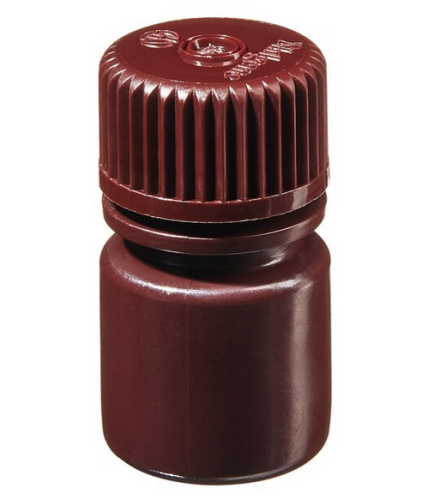 Nalgene Bottle, Small, Diagnostic, Round, Narrow-Mouth, Opaque Amber High-Density Polyethylene (HDPE) with Opaque Amber Polypropylene Cap, 8 mL, Bulk Packaging, 2000/CS, Thermo Scientific, 312004-9025