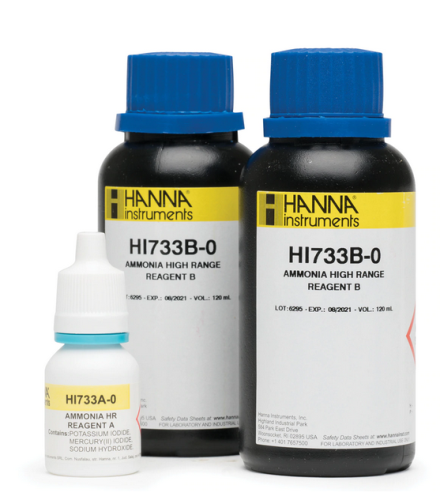 Ammonia High Range Reagent Set for Checker HC Ammonia HR Colorimeter, 25 Tests/PK, Hanna Instruments, HI733-25