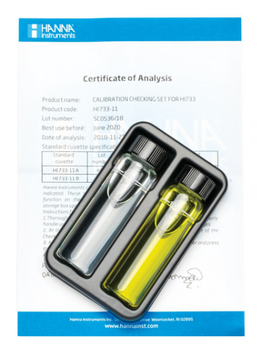 Certified Standard Calibration Checking Set for Checker HC Ammonia HR Colorimeter, Hanna Instruments, HI733-11