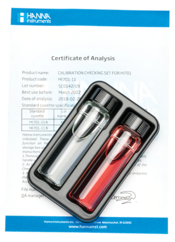 Free Chlorine Calibration Standards Checking Set, Hanna Instruments, HI701-11