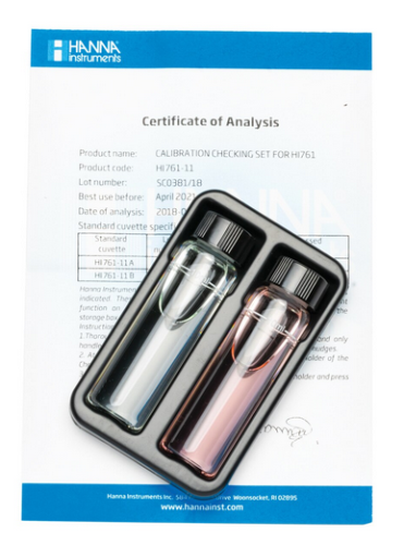 Certified Standard Calibration Checking Set for Checker HC Total Chlorine Ultra Low Range Colorimeter, Hanna Instruments, HI761-11