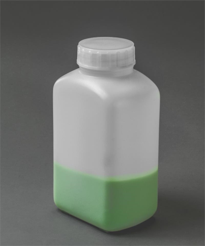 Bottle, Square, Wide Mouth, High Density Polyethylene with Polypropylene Screw Closure 500 mL (16 oz.), Bel Art Products, F10640-0016