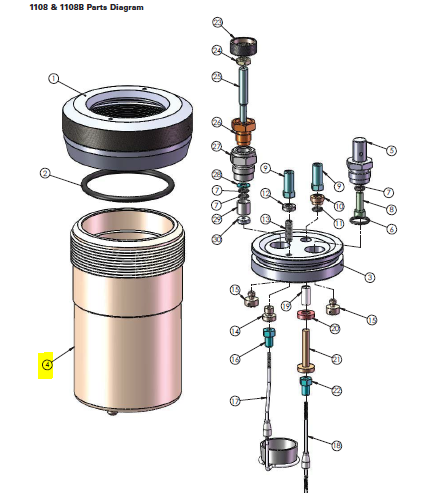Cylinder for Chlorine Service for Oxygen Combustion Vessel 1108BCL, Parr Instruments, 101ACL