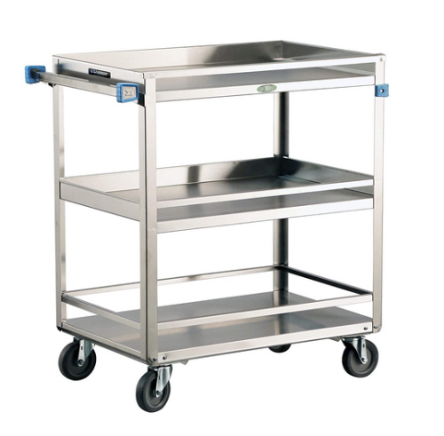Cart, 19-1/4 in.(W) x 32 in.(L) x 33-3/4 in.(H), Utility, with Guard Rail, Standard Swivel Casters and Three Shelves, 400 lb Capacity