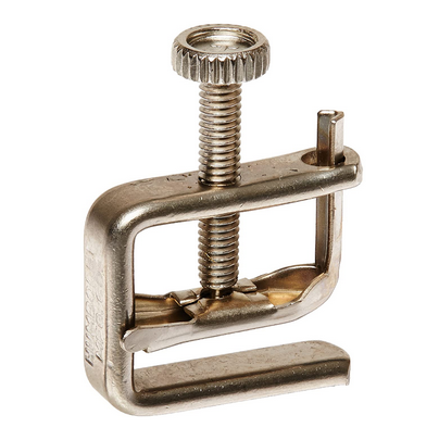Clamp, Hoffman's Screw, Screw Compressor, Stamped Brass, Nickel Plated, Jaw Opening 1/2 in. x 3/4 in., Humboldt, H-8700