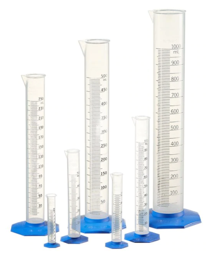 Cylinder, Graduated, Polypropylene, 50 Ml, Blue Polypropylene Base,  3662-0050