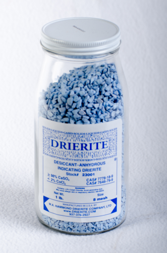 Indicating Drierite, Anhydrous Calcium Sulfate, 8 Mesh, 1 lb.