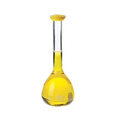 Kimax Volumetric Flask, 100 mL, Class B with Yellow Snap Cap, 28010-100