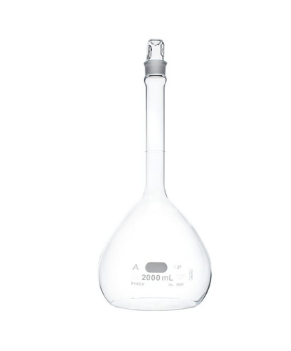 PYREX Class A Volumetric Flask with PYREX Standard Taper Stopper, 4 L, Corning, 5640-4L