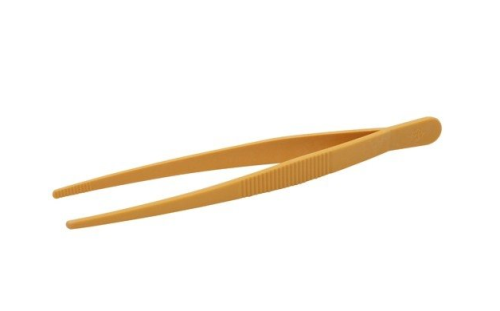 Forceps/Tweezers, Polymethylpentene, Sharp Tip, Yellow, 250 mm L