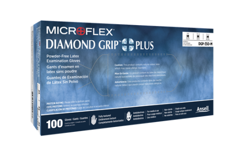 Gloves, Latex, MicroFlex Diamond Grip Plus, Powder Free, Small, Ansell, DGP-350-S