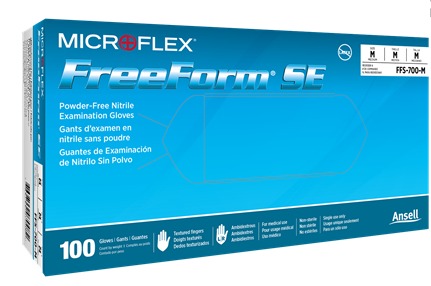 Gloves, Nitrile, Microflex Freeform SE, Blue, Large, Powder Free, 100/PK