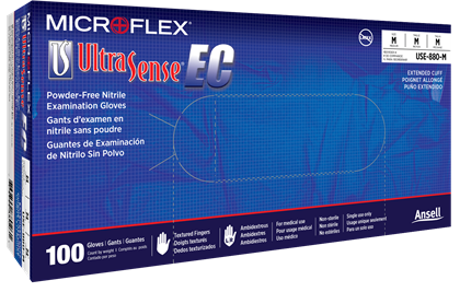 Microflex Ultrasense EC, Powder-Free Extended Cuff Nitrile Exam Gloves, Large