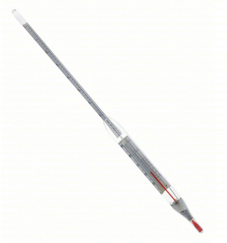 Hydrometer/Thermometer Combination, Brix -5 to +5° / 0 to 50 degrees C, Spirit Filled, 375 mm Long, Thermco Products, GW2740C