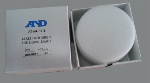 Glass Fiber Sheets for A&D Moisture Balances, 78 mm Diameter, 100 sheets for Liquid Samples