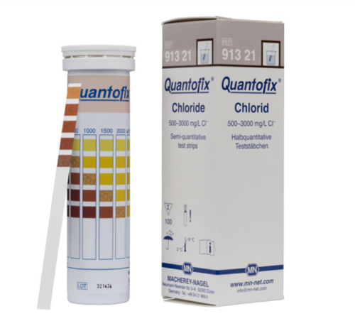 Quantofix Chloride Test Strips, 0 to 3000 mg/L Cl-, 100/PK, CTL Scientific, 913 21